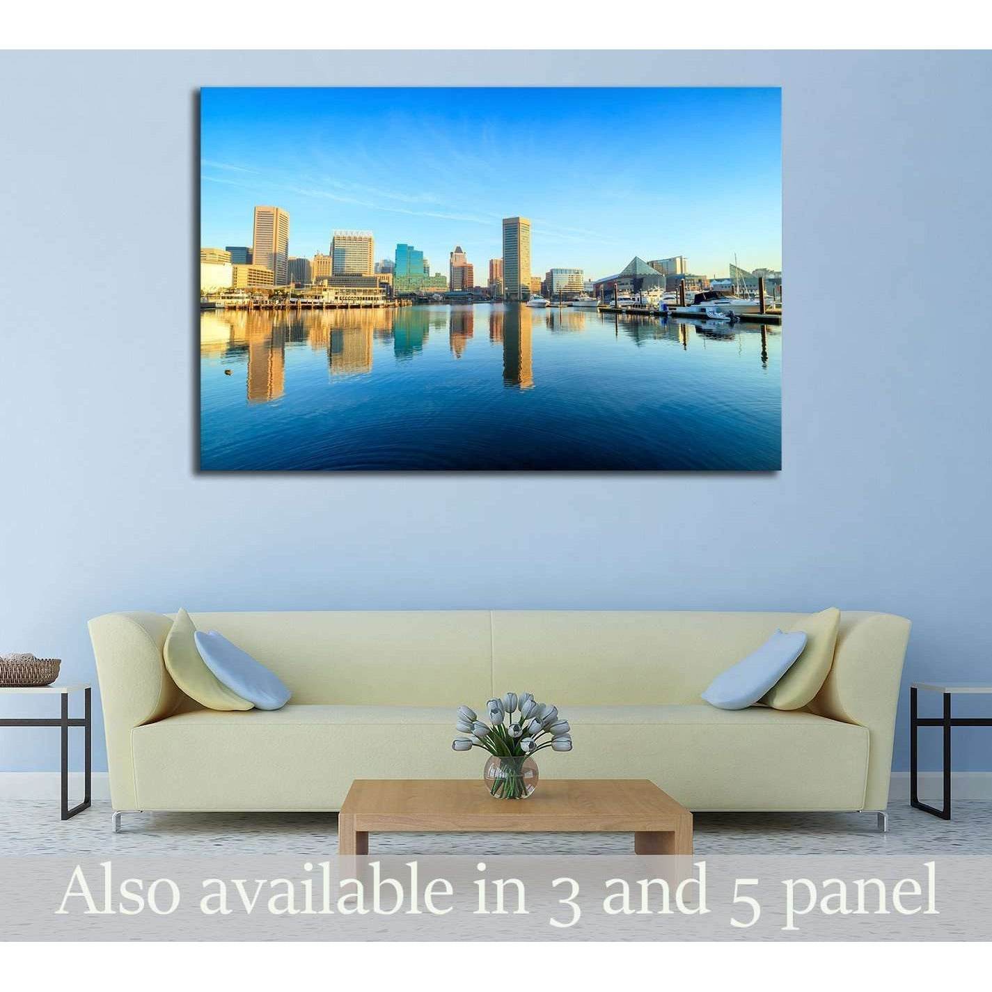 View of Inner Harbor area in downtown Baltimore Maryland USA №2186 Ready to Hang Canvas Print - Zellart Canvas Prints ALL_Products, s-2186