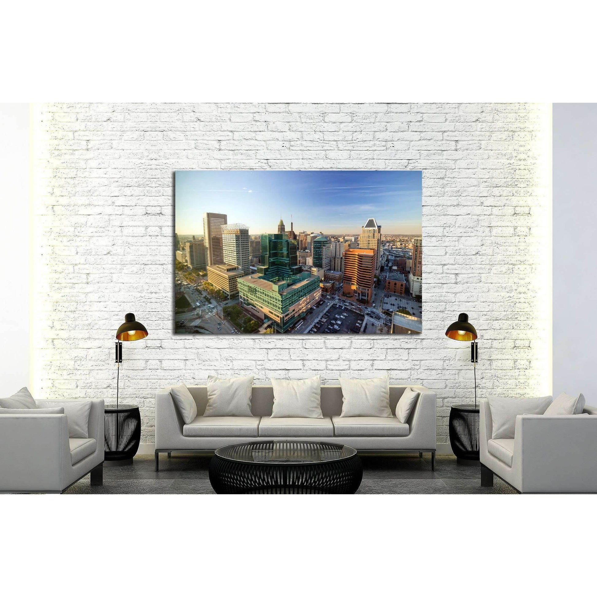 View of Inner Harbor area in downtown Baltimore Maryland USA №2191 Ready to Hang Canvas Print - Zellart Canvas Prints ALL_Products, s-2191