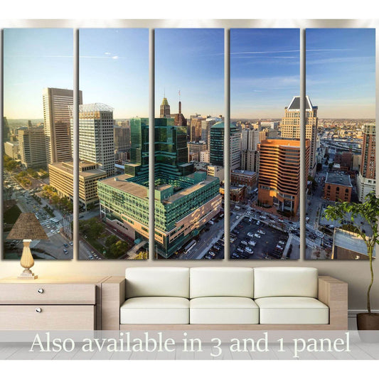 View of Inner Harbor area in downtown Baltimore Maryland USA №2191 Ready to Hang Canvas Print - Zellart Canvas Prints ALL_Products, s-2191