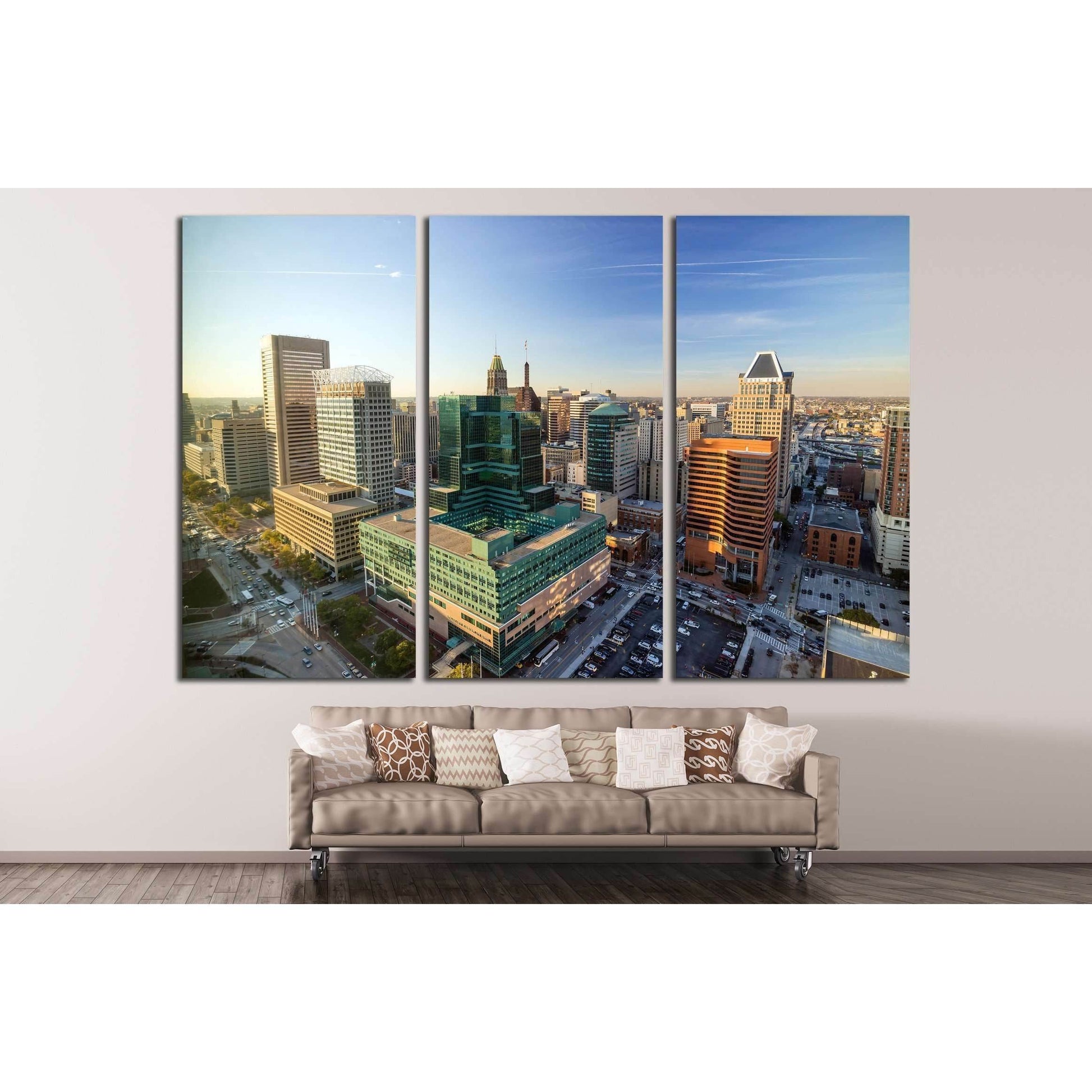 View of Inner Harbor area in downtown Baltimore Maryland USA №2191 Ready to Hang Canvas Print - Zellart Canvas Prints ALL_Products, s-2191