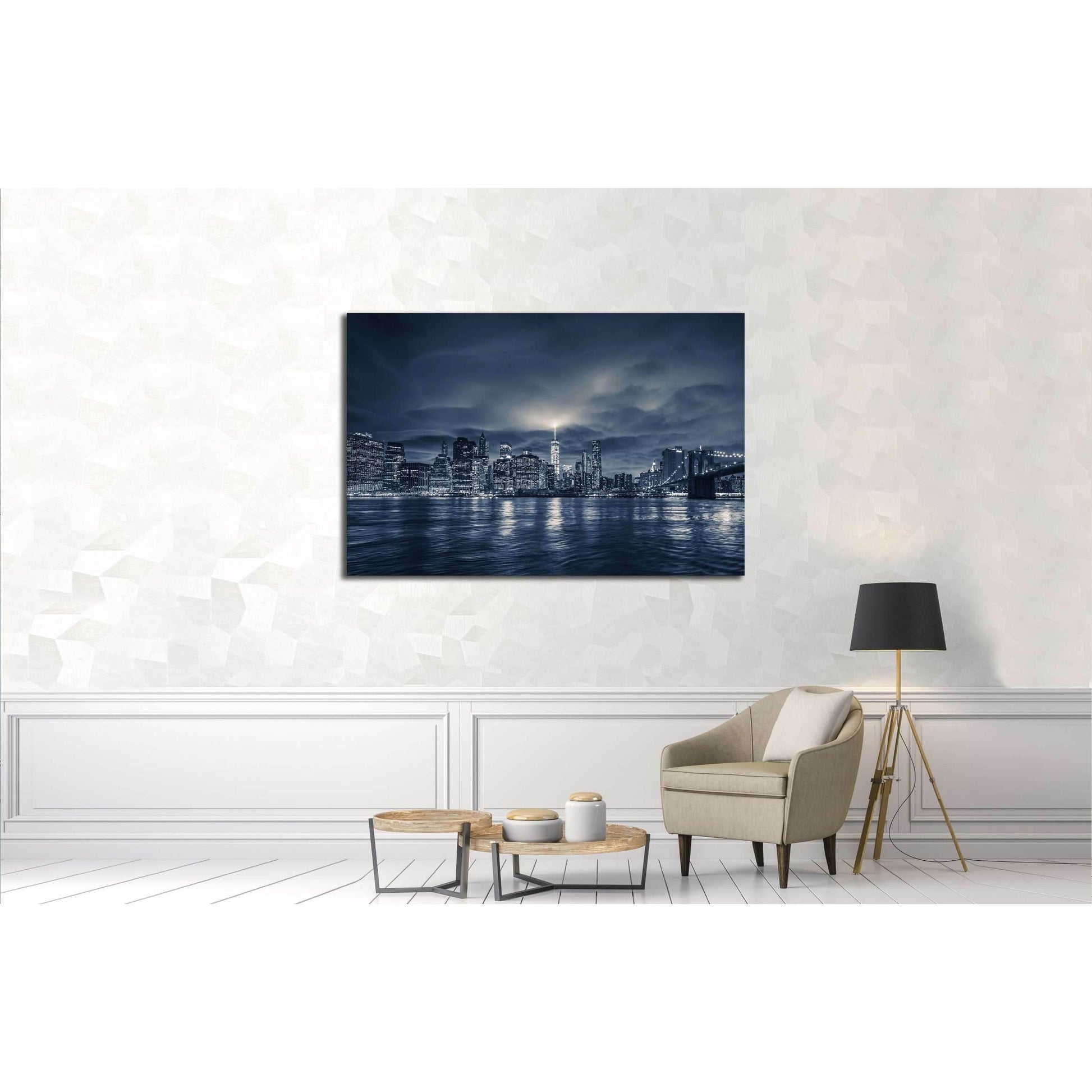 View of Manhattan at night, New York City №2997 Ready to Hang Canvas Print - Zellart Canvas Prints 0_NY_ART, ALL_Products, s-2997
