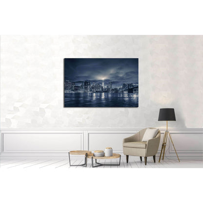 View of Manhattan at night, New York City №2997 Ready to Hang Canvas Print - Zellart Canvas Prints 0_NY_ART, ALL_Products, s-2997