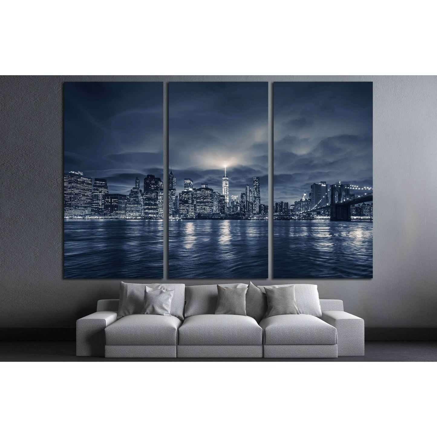 View of Manhattan at night, New York City №2997 Ready to Hang Canvas Print - Zellart Canvas Prints 0_NY_ART, ALL_Products, s-2997