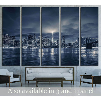 View of Manhattan at night, New York City №2997 Ready to Hang Canvas Print - Zellart Canvas Prints 0_NY_ART, ALL_Products, s-2997