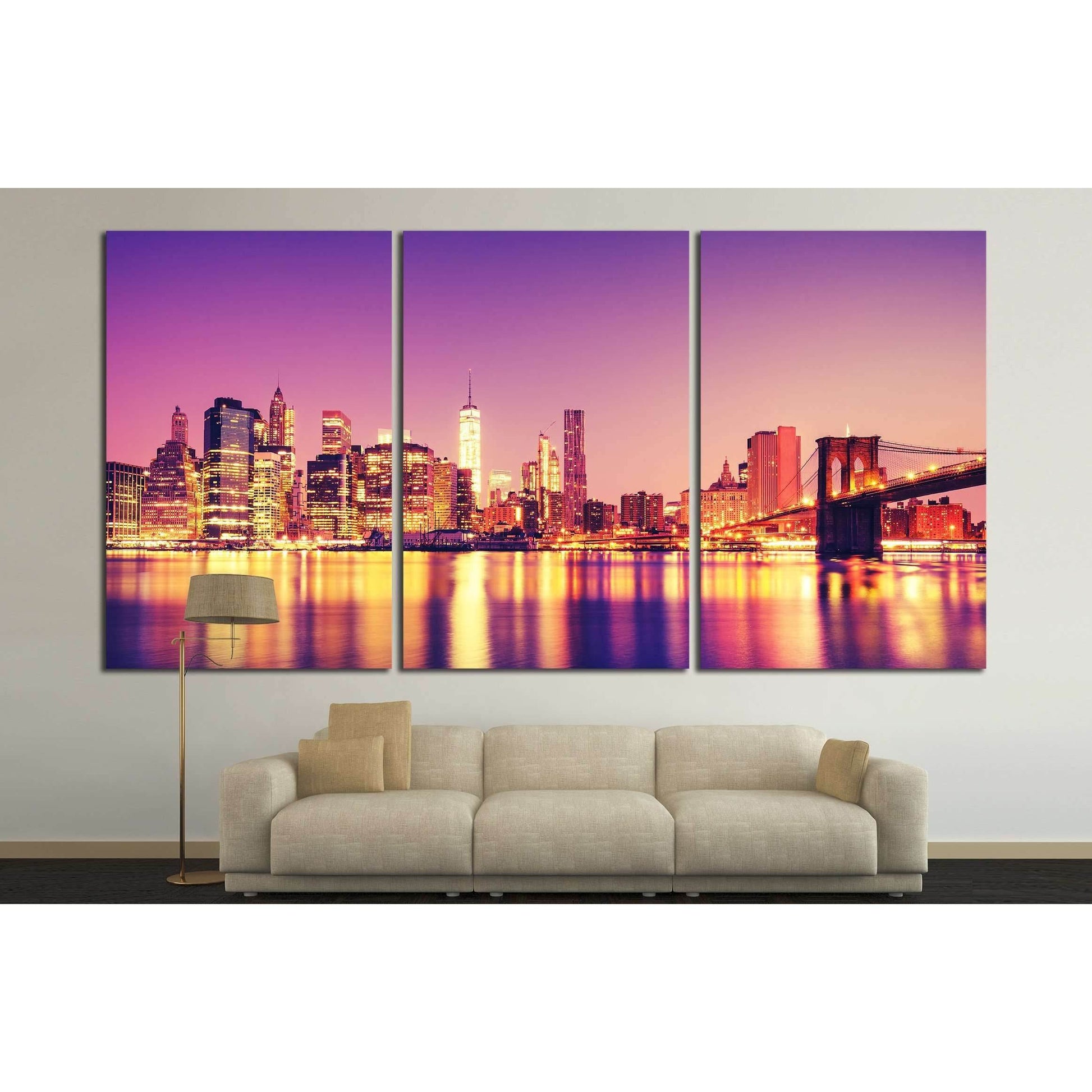 View of Manhattan at sunset, New York City №2709 Ready to Hang Canvas Print - Zellart Canvas Prints 0_NY_ART, ALL_Products, s-2709