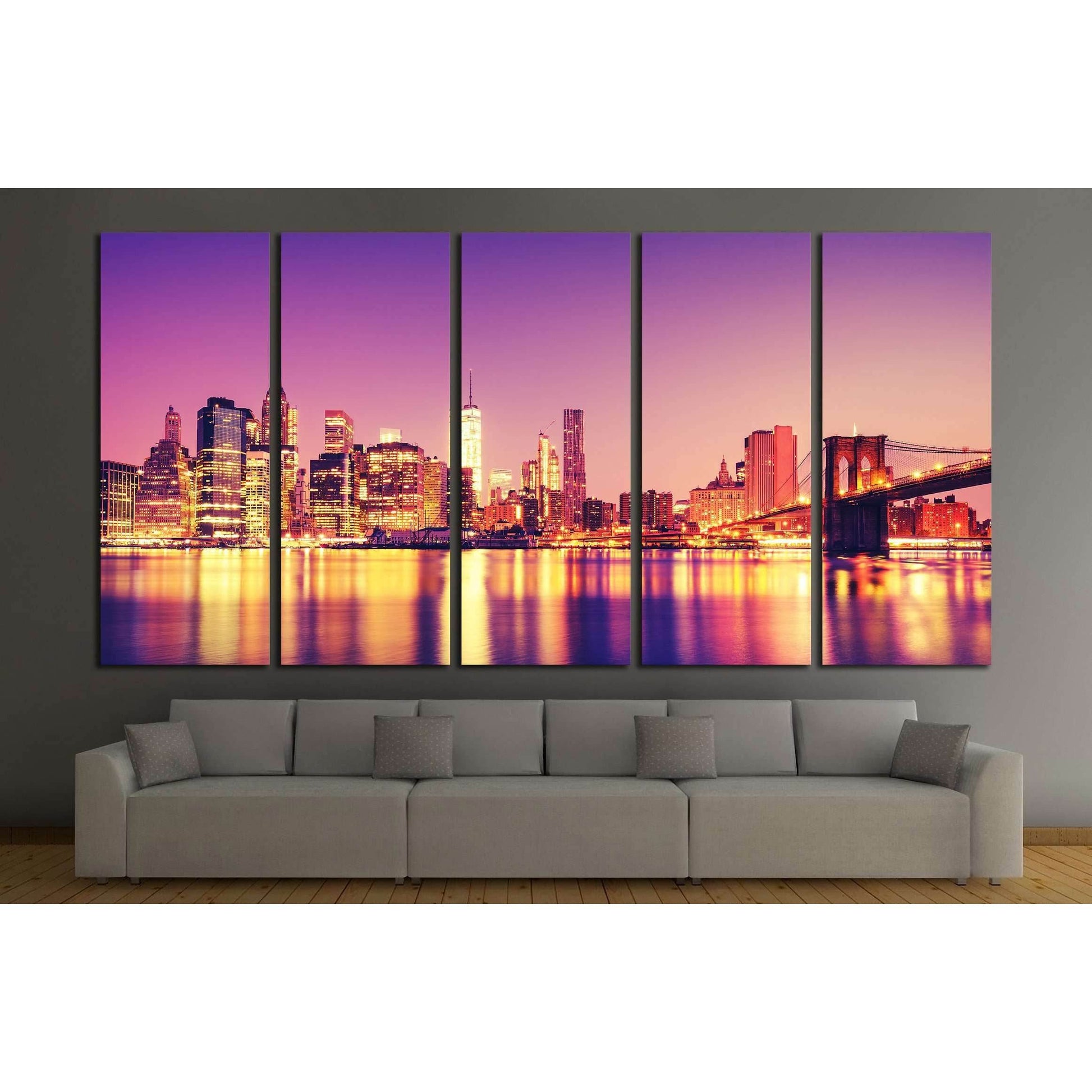 View of Manhattan at sunset, New York City №2709 Ready to Hang Canvas Print - Zellart Canvas Prints 0_NY_ART, ALL_Products, s-2709