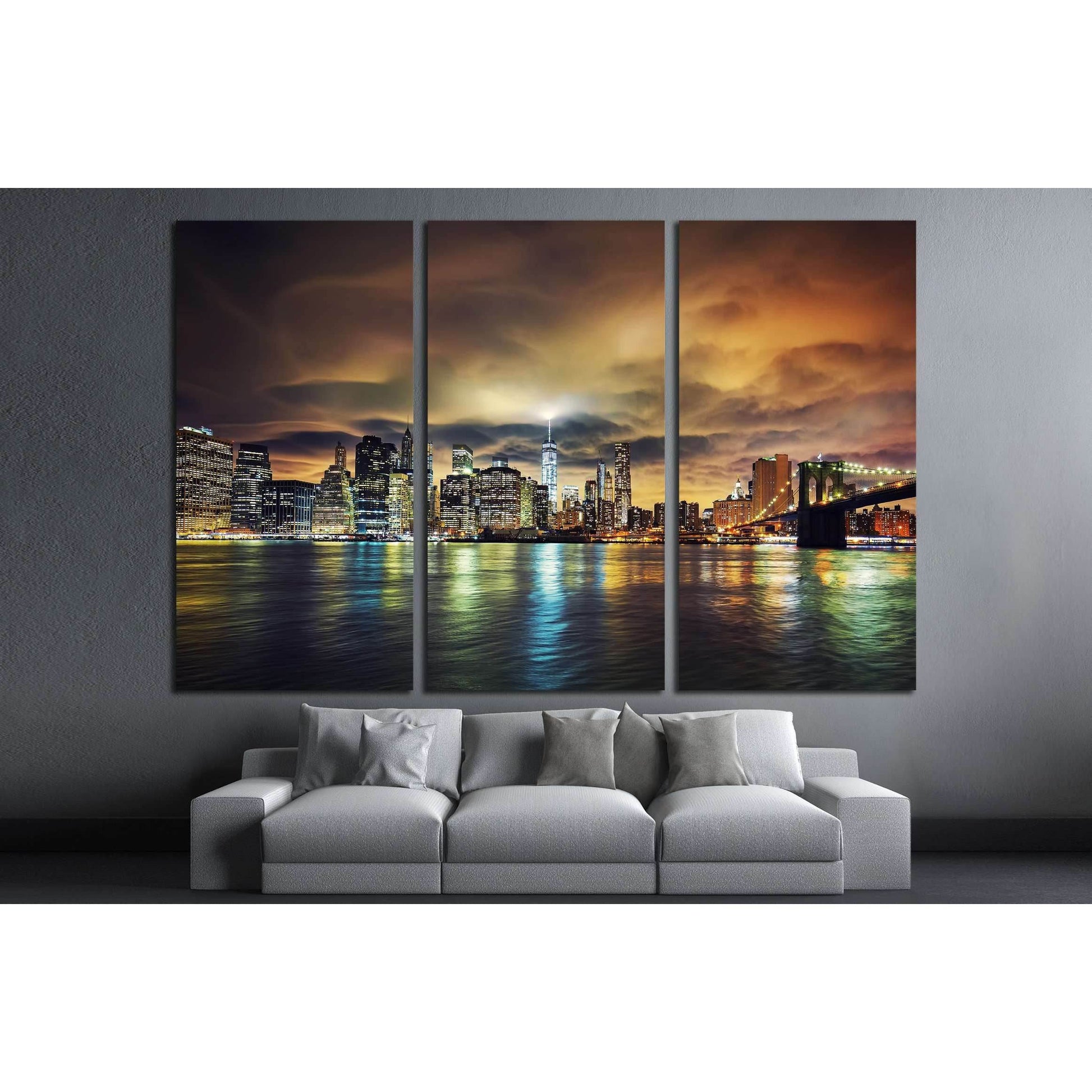 View of Manhattan at sunset, New York City №2993 Ready to Hang Canvas Print - Zellart Canvas Prints 0_NY_ART, ALL_Products, s-2993