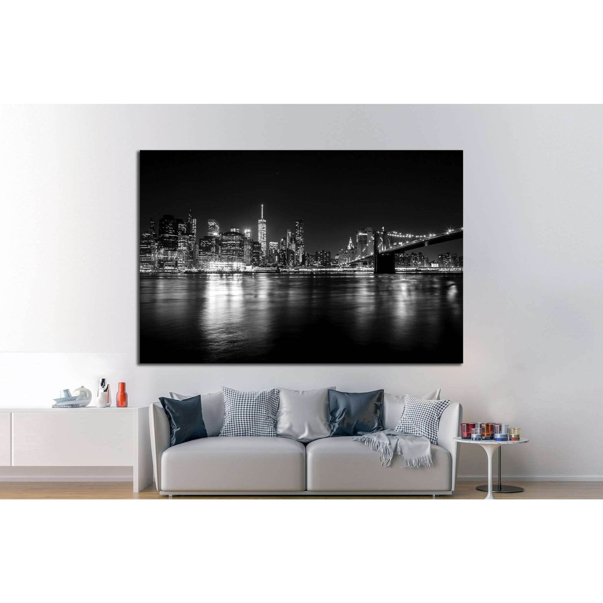 View of Manhattan from Brooklyn №1366 Ready to Hang Canvas Print - Zellart Canvas Prints 0_NY_ART, ALL_Products, s-1366