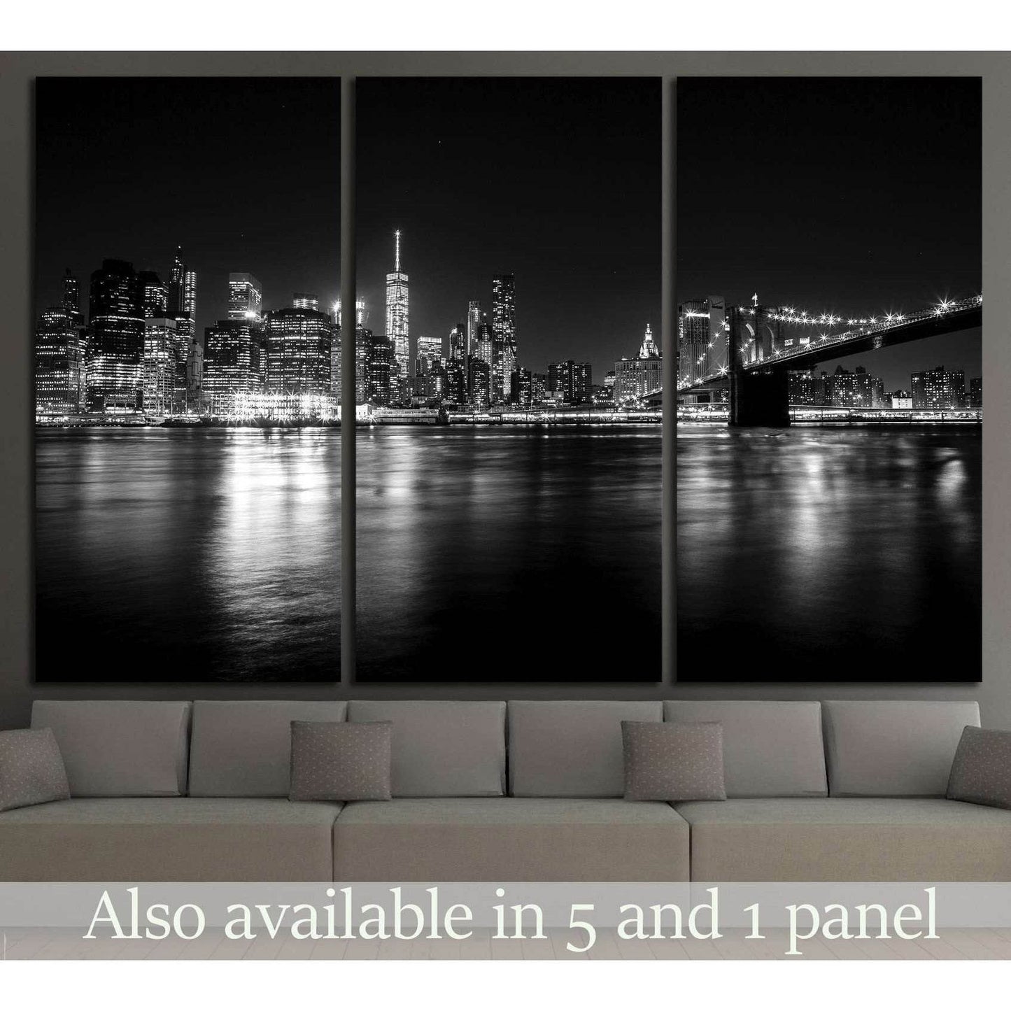 View of Manhattan from Brooklyn №1366 Ready to Hang Canvas Print - Zellart Canvas Prints 0_NY_ART, ALL_Products, s-1366