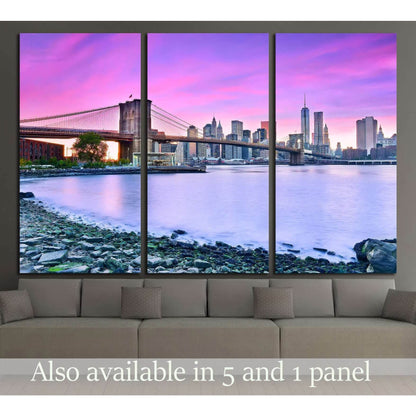 View of New York City at dusk №2987 Ready to Hang Canvas PrintCanvas art arrives ready to hang, with hanging accessories included and no additional framing required. Every canvas print is hand-crafted, made on-demand at our workshop and expertly stretched