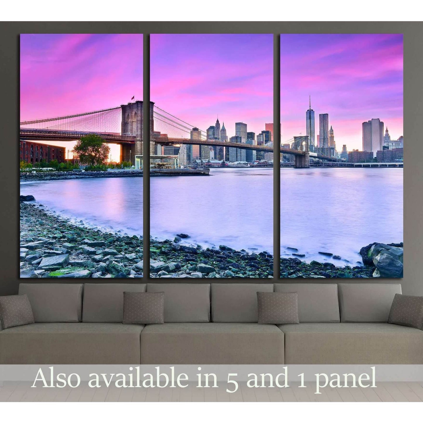 View of New York City at dusk №2987 Ready to Hang Canvas PrintCanvas art arrives ready to hang, with hanging accessories included and no additional framing required. Every canvas print is hand-crafted, made on-demand at our workshop and expertly stretched