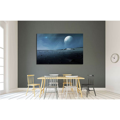 View of Pluto from Charon. Elements of this image furnished by NASA №2435 Ready to Hang Canvas Print - Zellart Canvas Prints ALL_Products, s-2435