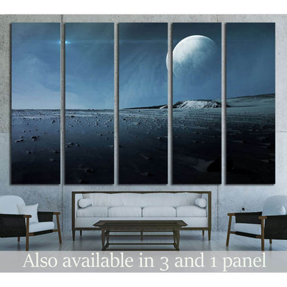View of Pluto from Charon. Elements of this image furnished by NASA №2435 Ready to Hang Canvas Print - Zellart Canvas Prints ALL_Products, s-2435