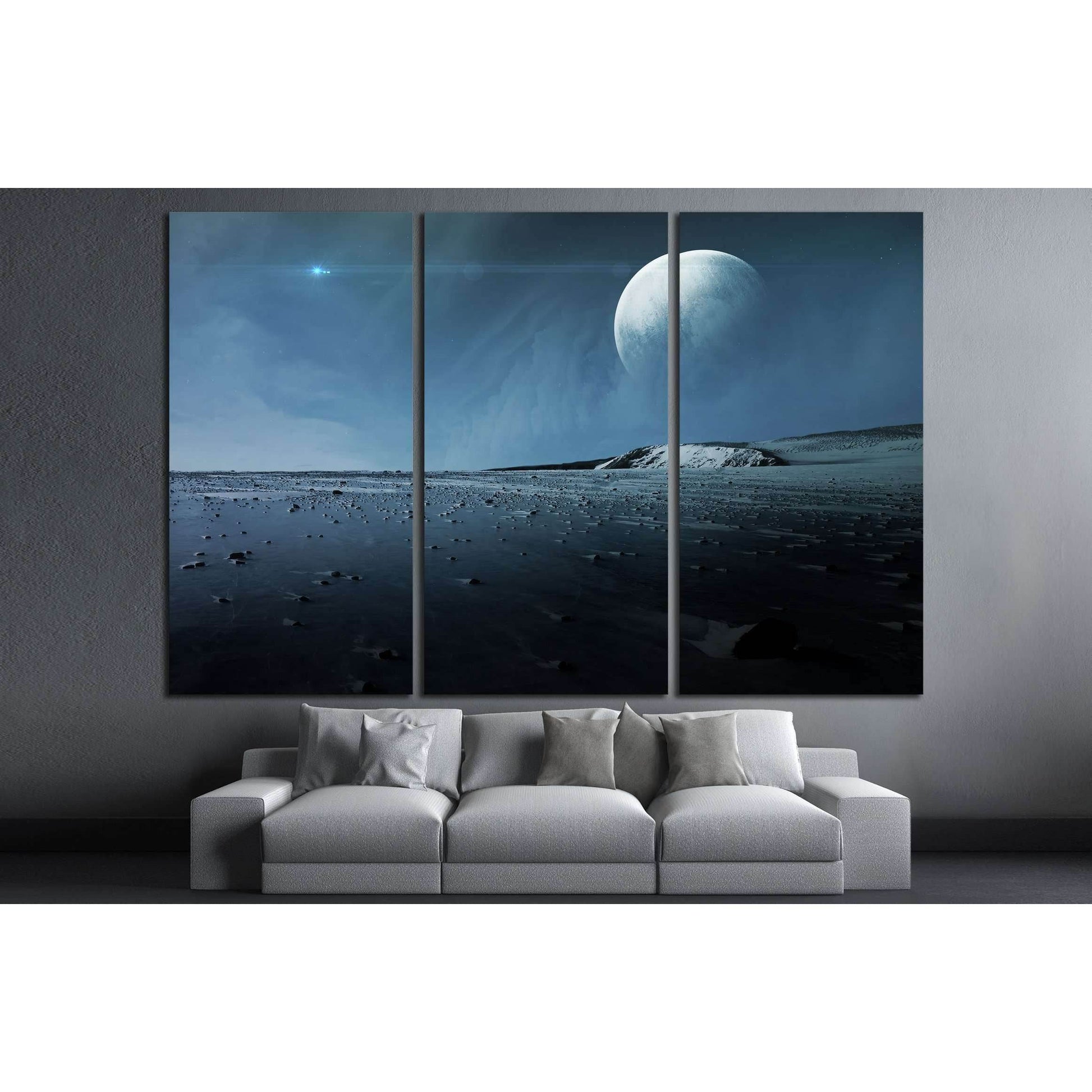 View of Pluto from Charon. Elements of this image furnished by NASA №2435 Ready to Hang Canvas Print - Zellart Canvas Prints ALL_Products, s-2435