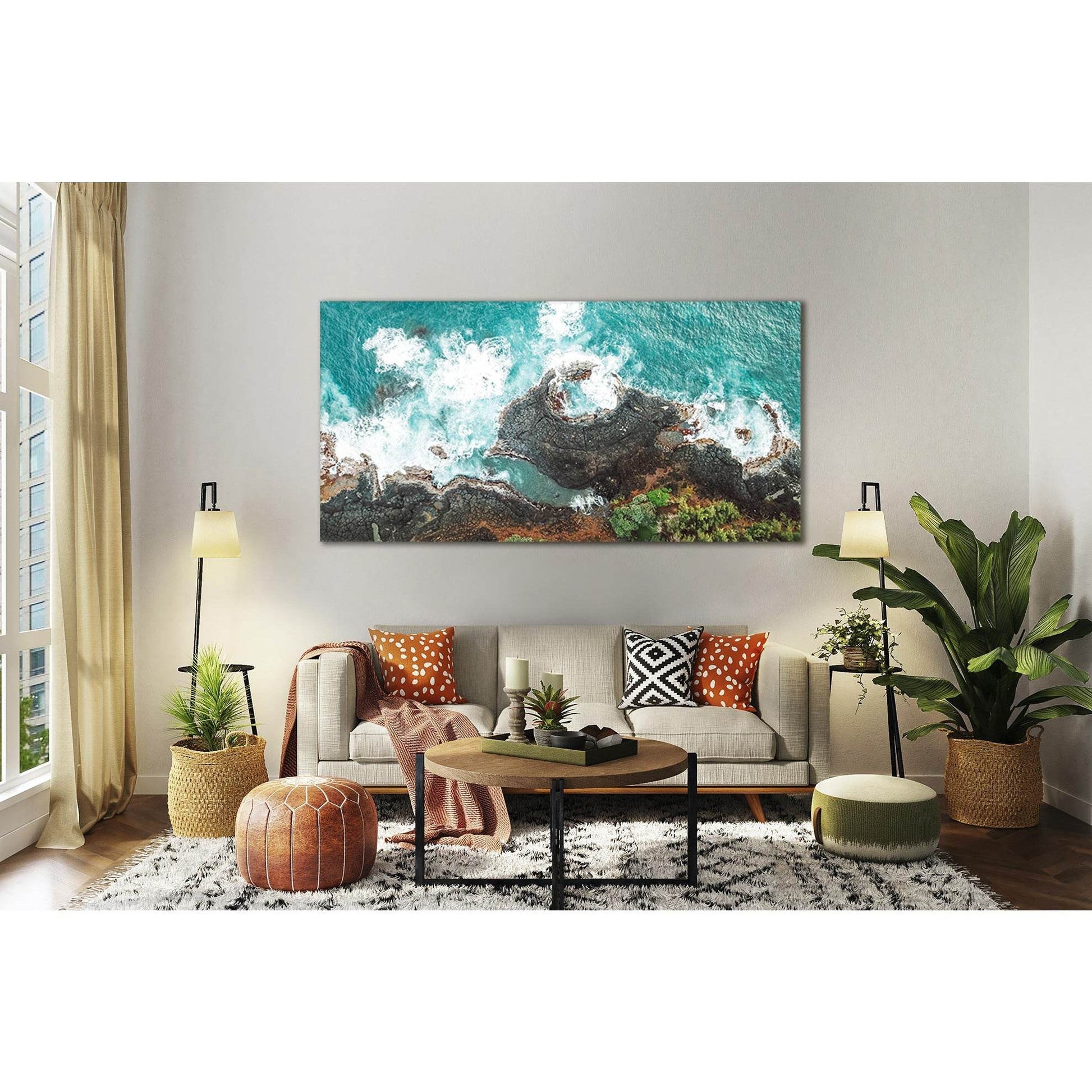 View Of Rocky Seashore №SL78 Ready to Hang Canvas Print - Zellart Canvas Prints 0new, ALL_Products, Beach Ocean & Waves