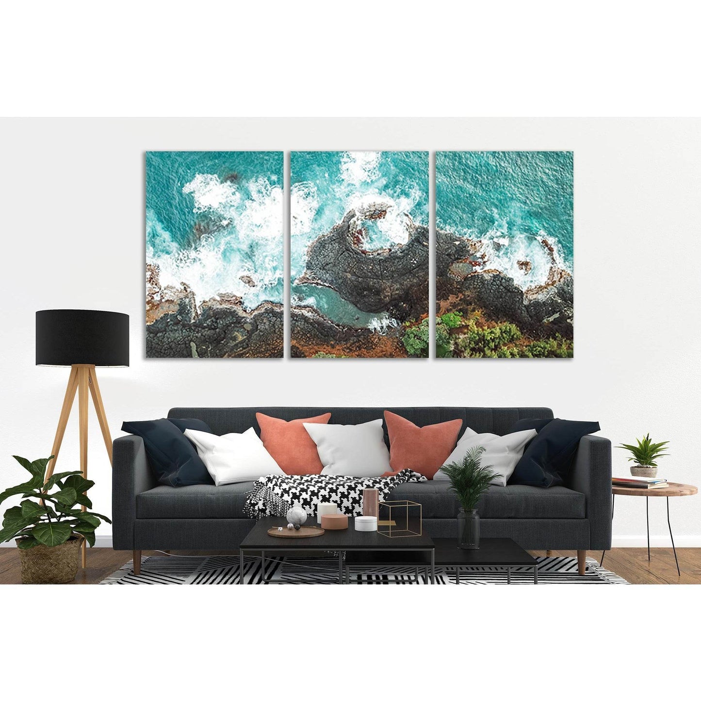 View Of Rocky Seashore №SL78 Ready to Hang Canvas Print - Zellart Canvas Prints 0new, ALL_Products, Beach Ocean & Waves