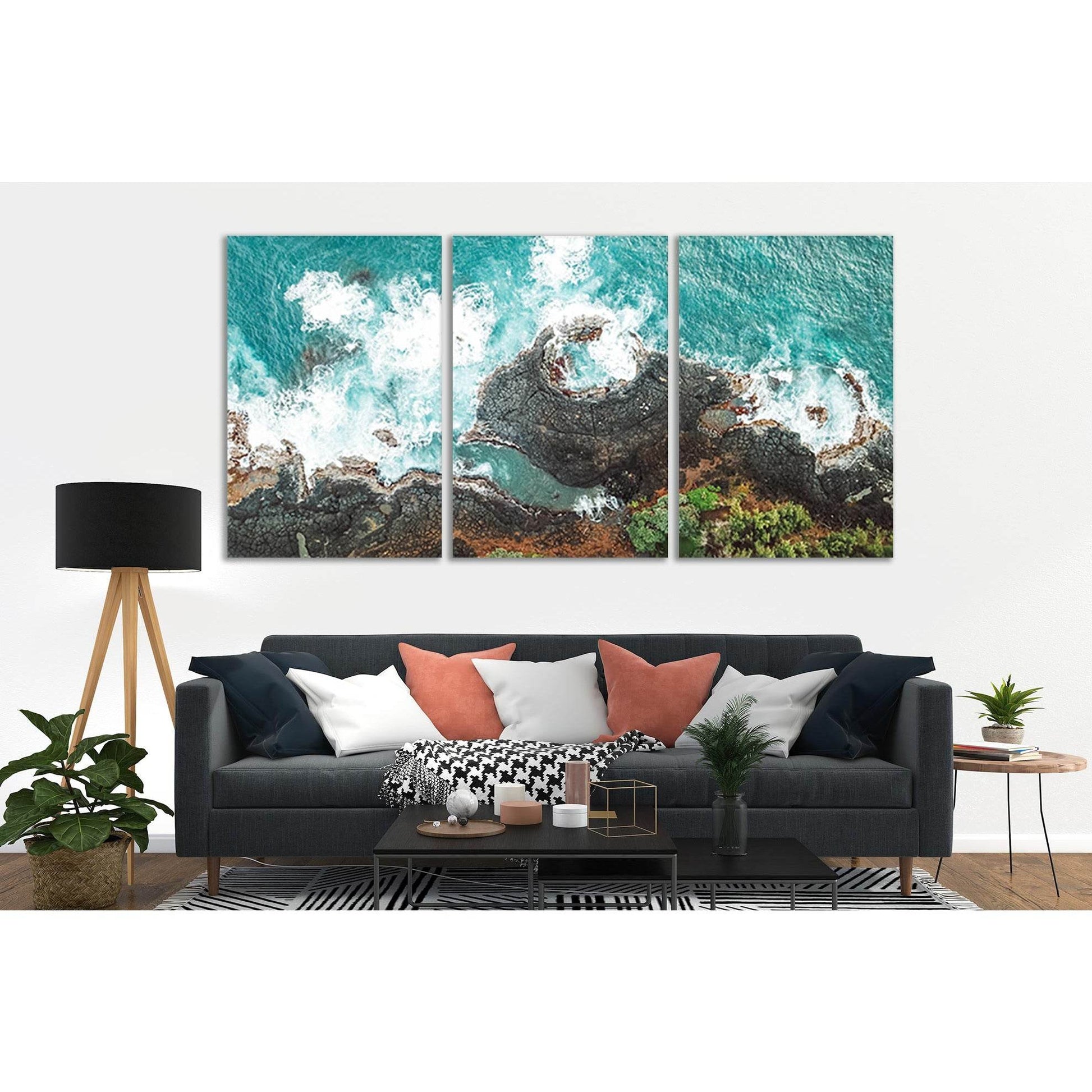 View Of Rocky Seashore №SL78 Ready to Hang Canvas Print - Zellart Canvas Prints 0new, ALL_Products, Beach Ocean & Waves