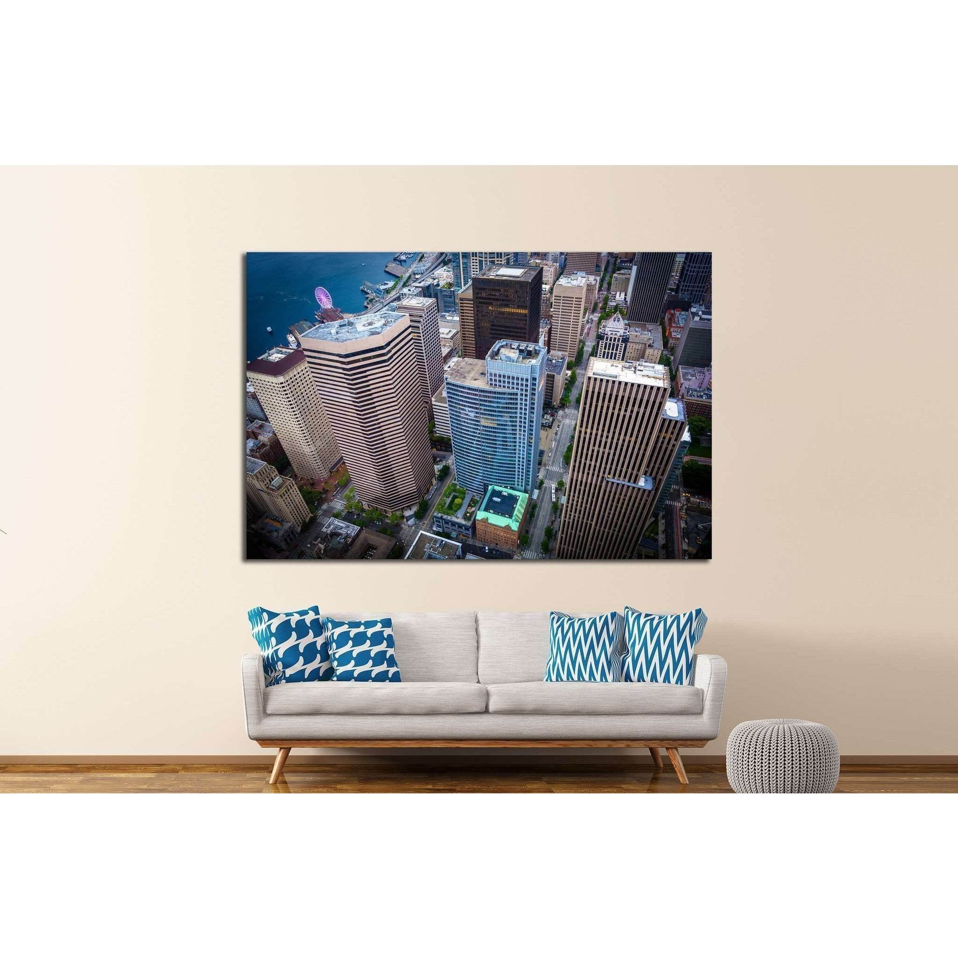 View of skyscrapers in downtown, in Seattle, Washington №1362 Ready to Hang Canvas Print - Zellart Canvas Prints ALL_Products, s-1362