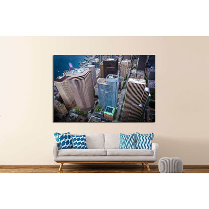 View of skyscrapers in downtown, in Seattle, Washington №1362 Ready to Hang Canvas Print - Zellart Canvas Prints ALL_Products, s-1362