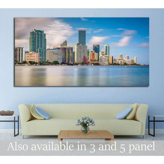 View of the Miami Skyline from Virginia Key, Miami, Florida №1686 Ready to Hang Canvas Print - Zellart Canvas Prints ALL_Products, s-1686