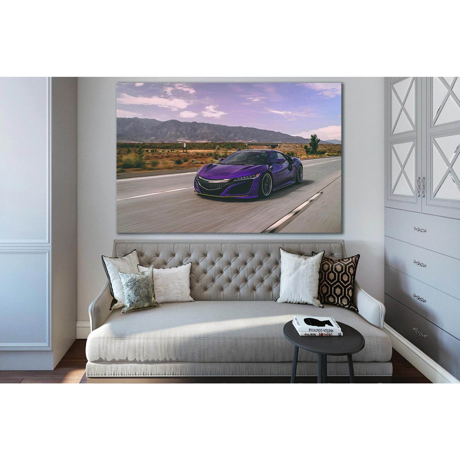 View Of The Sports Car On Highway №SL1447 Ready to Hang Canvas Print - Zellart Canvas Prints 0new, ALL_Products, Engine