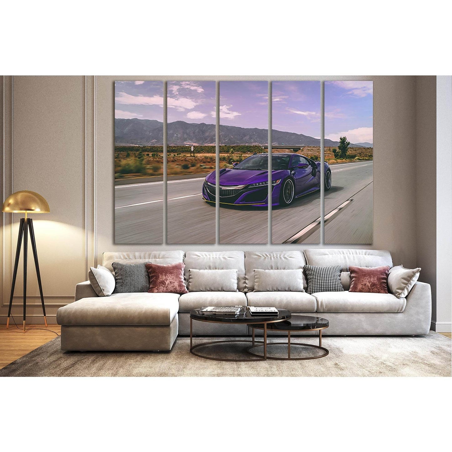 View Of The Sports Car On Highway №SL1447 Ready to Hang Canvas Print - Zellart Canvas Prints 0new, ALL_Products, Engine