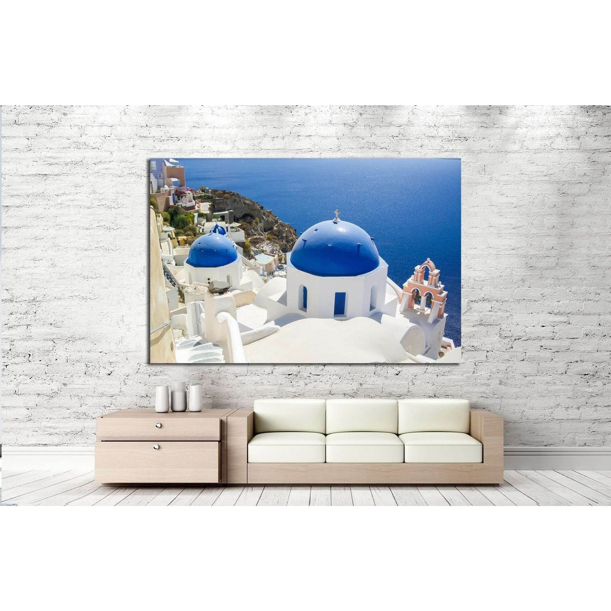 village of oia at santorini island, greece №1283 Ready to Hang Canvas Print - Zellart Canvas Prints ALL_Products, s-1283