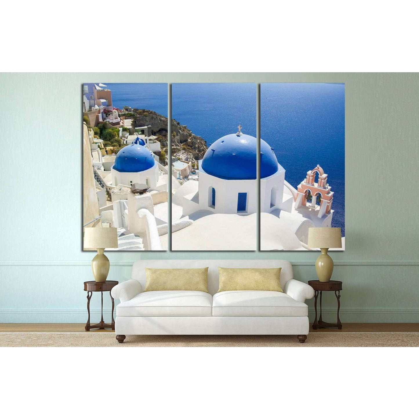 village of oia at santorini island, greece №1283 Ready to Hang Canvas Print - Zellart Canvas Prints ALL_Products, s-1283