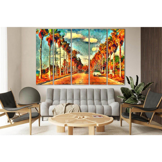 Vintage California View Oil Painting №SL587 Ready to Hang Canvas Print - Zellart Canvas Prints 0new, ALL_Products, Oil Painting Wall Art