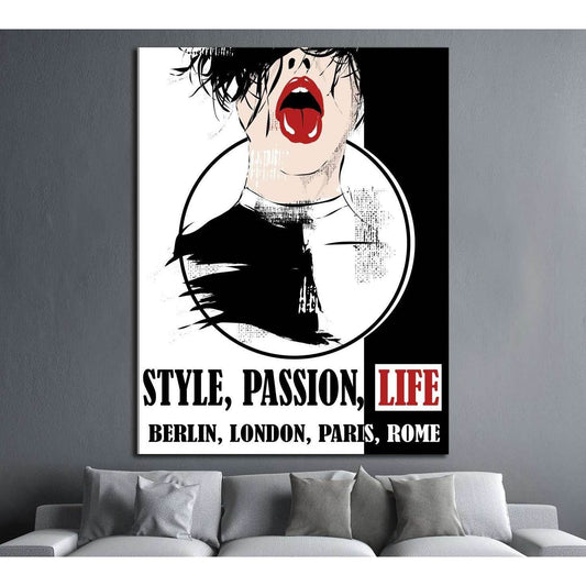 Vintage canvas, girl, fashion. Vector illustration №4554 Ready to Hang Canvas Print - Zellart Canvas Prints ALL_Products, s-4554