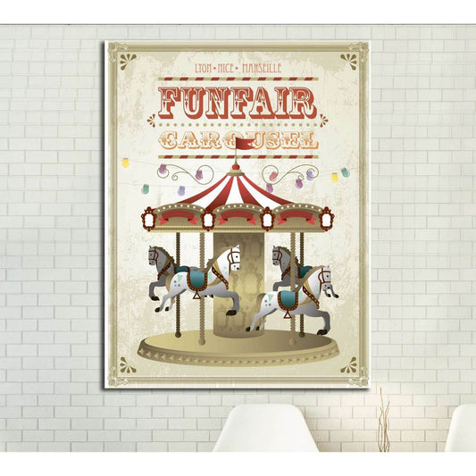 vintage carousel template vector №4572 Ready to Hang Canvas Print - Zellart Canvas Prints ALL_Products, s-4572