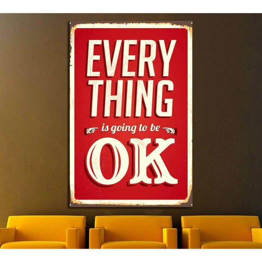 Vintage metal sign - Everything is going to be ok №4564 Ready to Hang Canvas Print - Zellart Canvas Prints ALL_Products, s-4564