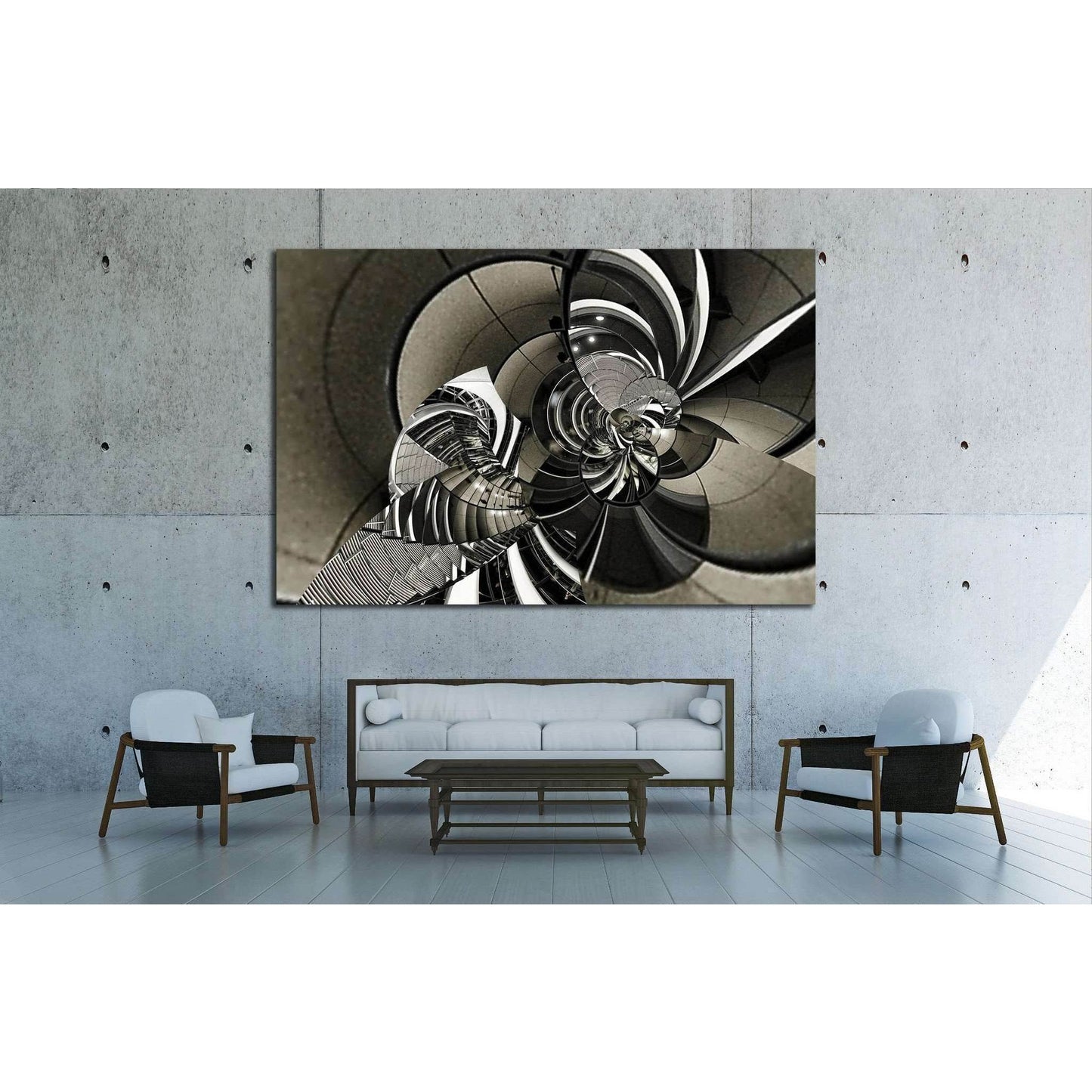 vintage texture architecture spiral of stairs №1610 Ready to Hang Canvas Print - Zellart Canvas Prints ALL_Products, s-1610