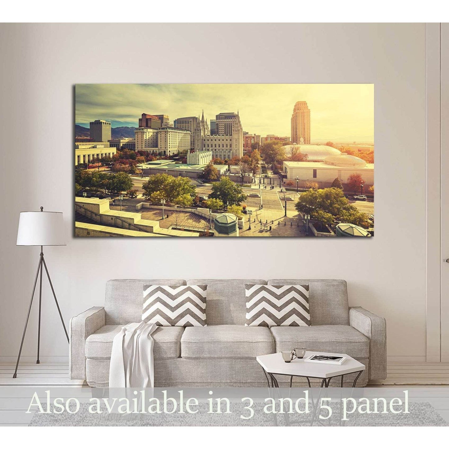 Vintage toned sunset over Salt Lake City downtown, Utah, USA №3054 Ready to Hang Canvas Print - Zellart Canvas Prints ALL_Products, s-3054