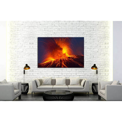 Volcano stromboli with spectacular eruptions №2923 Ready to Hang Canvas Print - Zellart Canvas Prints ALL_Products, s-2923