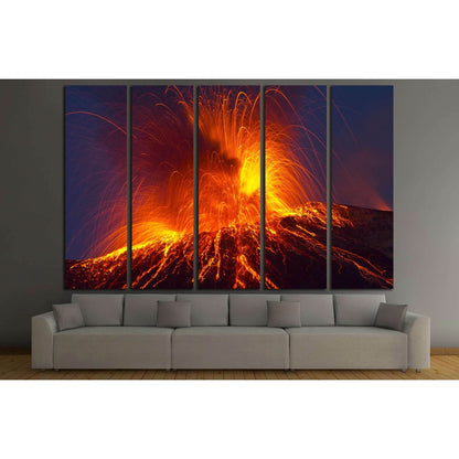 Volcano stromboli with spectacular eruptions №2923 Ready to Hang Canvas Print - Zellart Canvas Prints ALL_Products, s-2923
