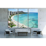 Waikiki Beach and Diamond Head, Honolulu, Oahu Island, Hawaii №2310 Ready to Hang Canvas Print