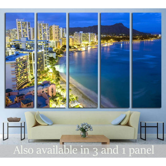 Waikiki beach in Honolulu, Hawaii №1664 Ready to Hang Canvas Print - Zellart Canvas Prints ALL_Products, s-1664