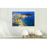 Waikiki beach in Honolulu, Hawaii №1664 Ready to Hang Canvas Print