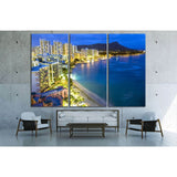 Waikiki beach in Honolulu, Hawaii №1664 Ready to Hang Canvas Print