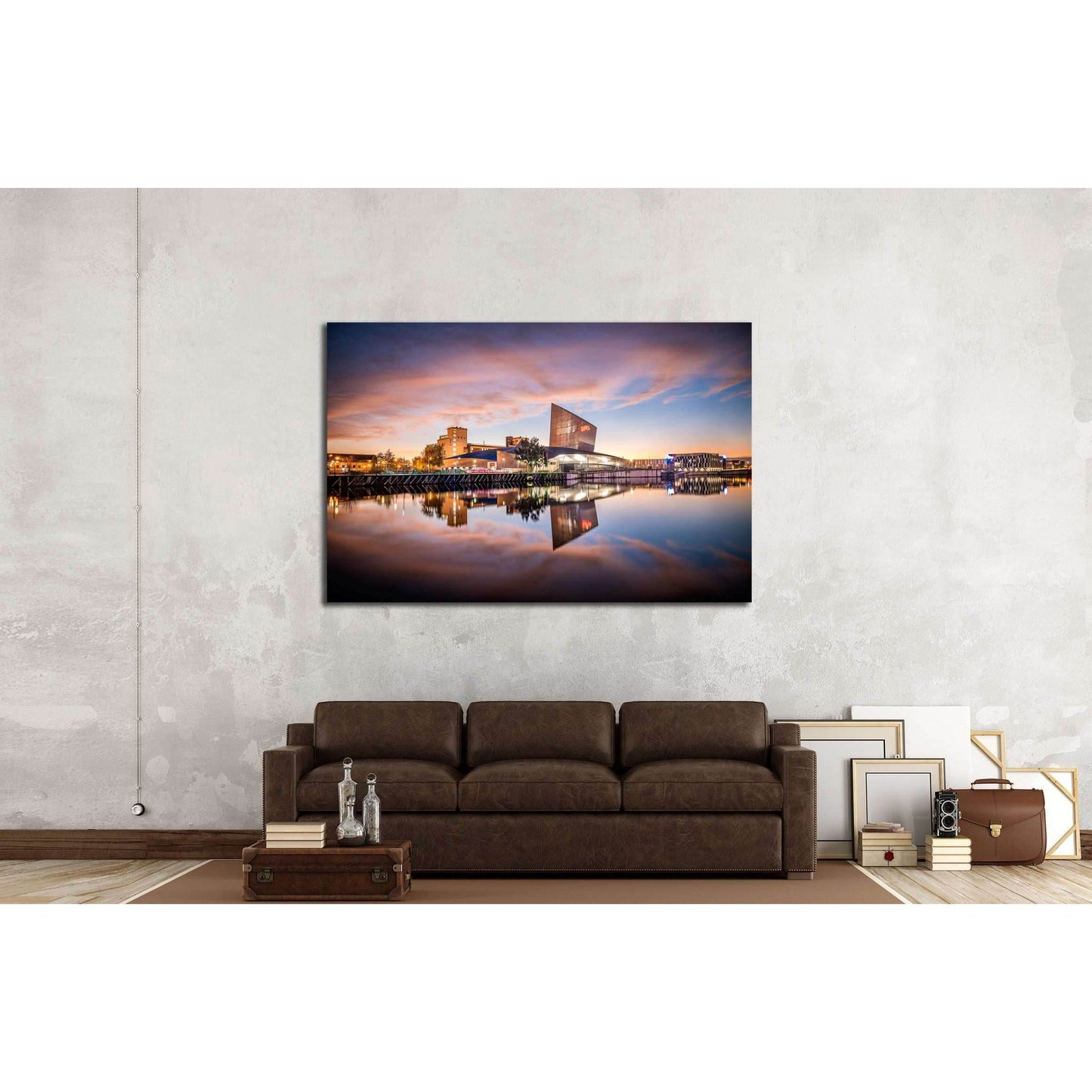 War Museum on the banks of Manchester Canal in Salford Quays, Manchester №3002 Ready to Hang Canvas Print - Zellart Canvas Prints ALL_Products, s-3002
