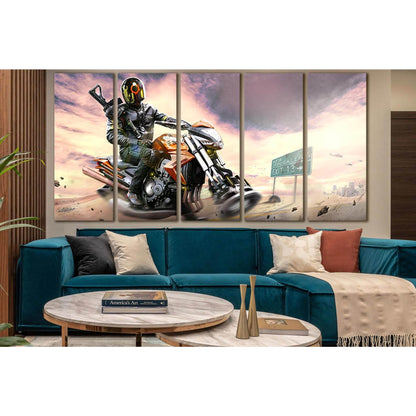 Warrior Flying Motorcycle №SL1296 Ready to Hang Canvas Print - Zellart Canvas Prints 0new, ALL_Products, Fantasy And Sci Fi Wall Art