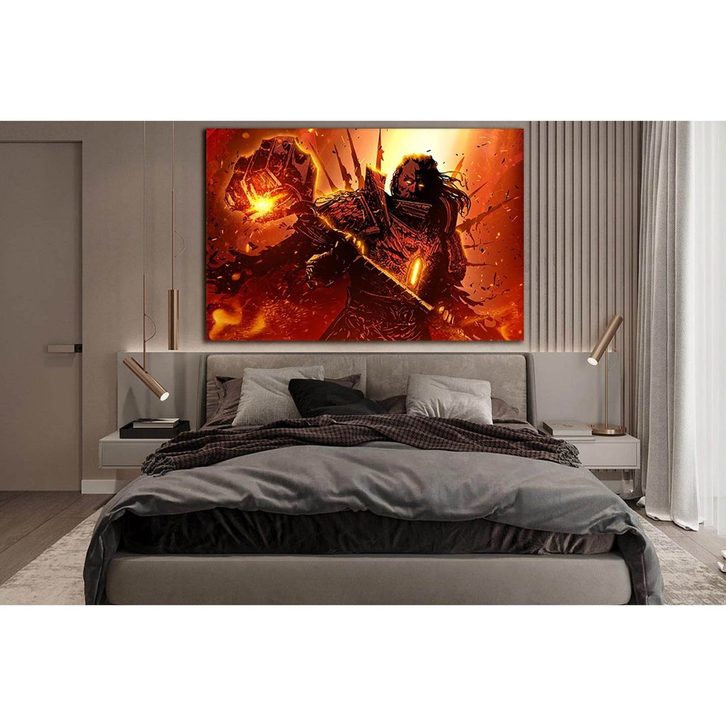 Warrior With War Hammer №SL1239 Ready to Hang Canvas Print - Zellart Canvas Prints 0new, ALL_Products, Fantasy And Sci Fi Wall Art