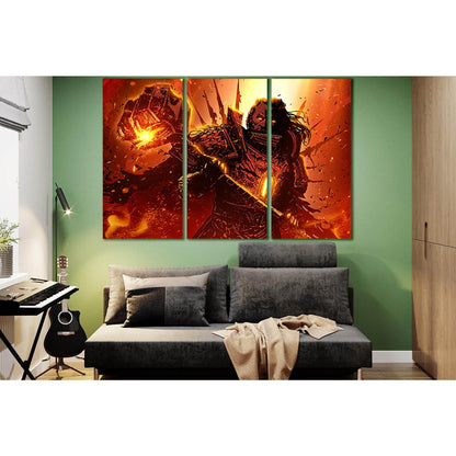 Warrior With War Hammer №SL1239 Ready to Hang Canvas Print - Zellart Canvas Prints 0new, ALL_Products, Fantasy And Sci Fi Wall Art