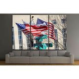 Washington DC, Pennsylvania Avenue and Constitution Avenue junction street signs with DC and United States of America flags on the same post №2271 Ready to Hang Canvas Print