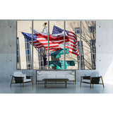 Washington DC, Pennsylvania Avenue and Constitution Avenue junction street signs with DC and United States of America flags on the same post №2271 Ready to Hang Canvas Print