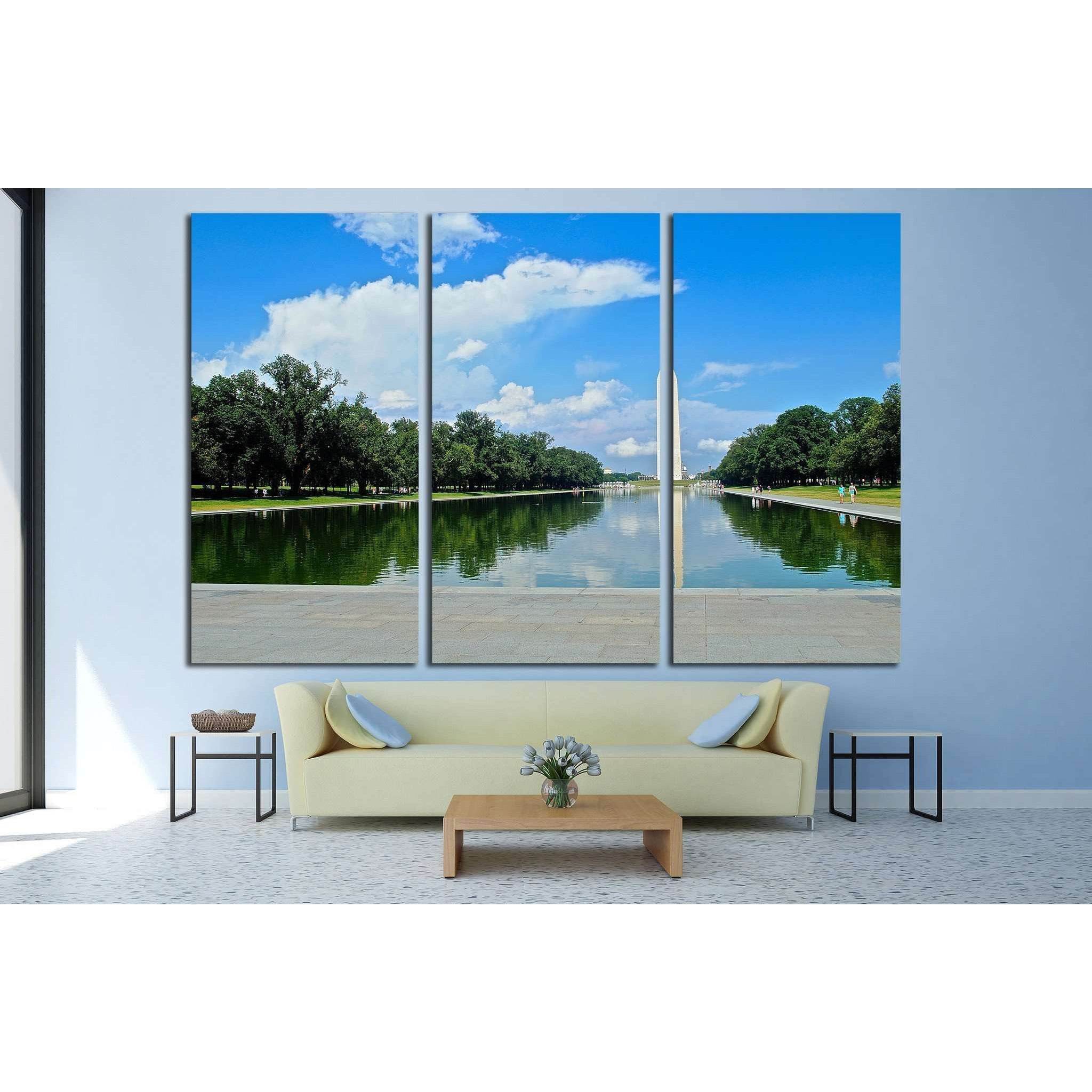 Washington memorial from the pool №2067 Ready to Hang Canvas Print