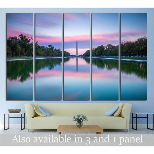 Washington Monument and Lincoln Memorial Reflecting Pool at sunset Washington, D.C. USA №2097 Ready to Hang Canvas Print - Zellart Canvas Prints ALL_Products, s-2097