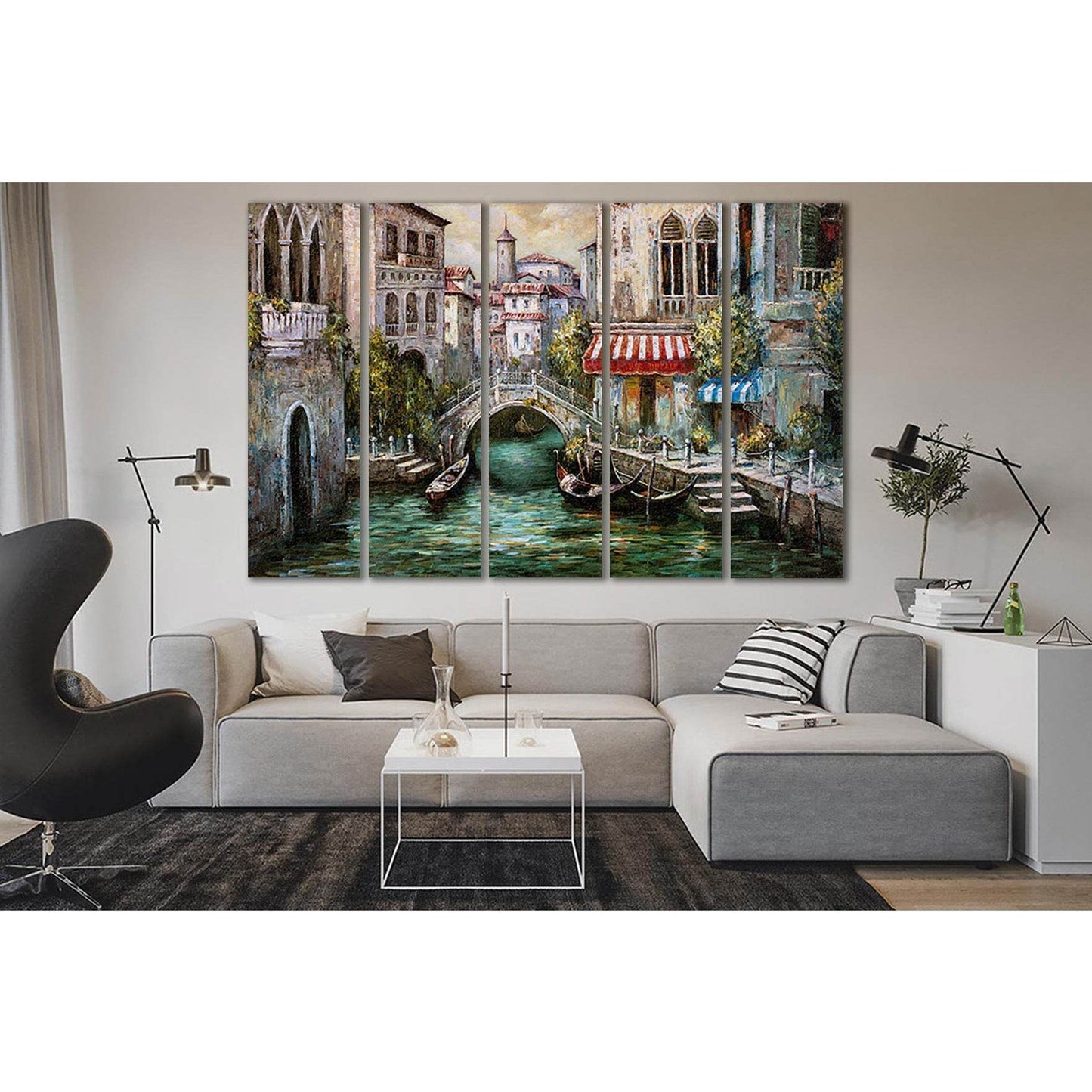 Water Canal In Venice №SL614 Ready to Hang Canvas Print - Zellart Canvas Prints 0new, ALL_Products, Oil Painting Wall Art