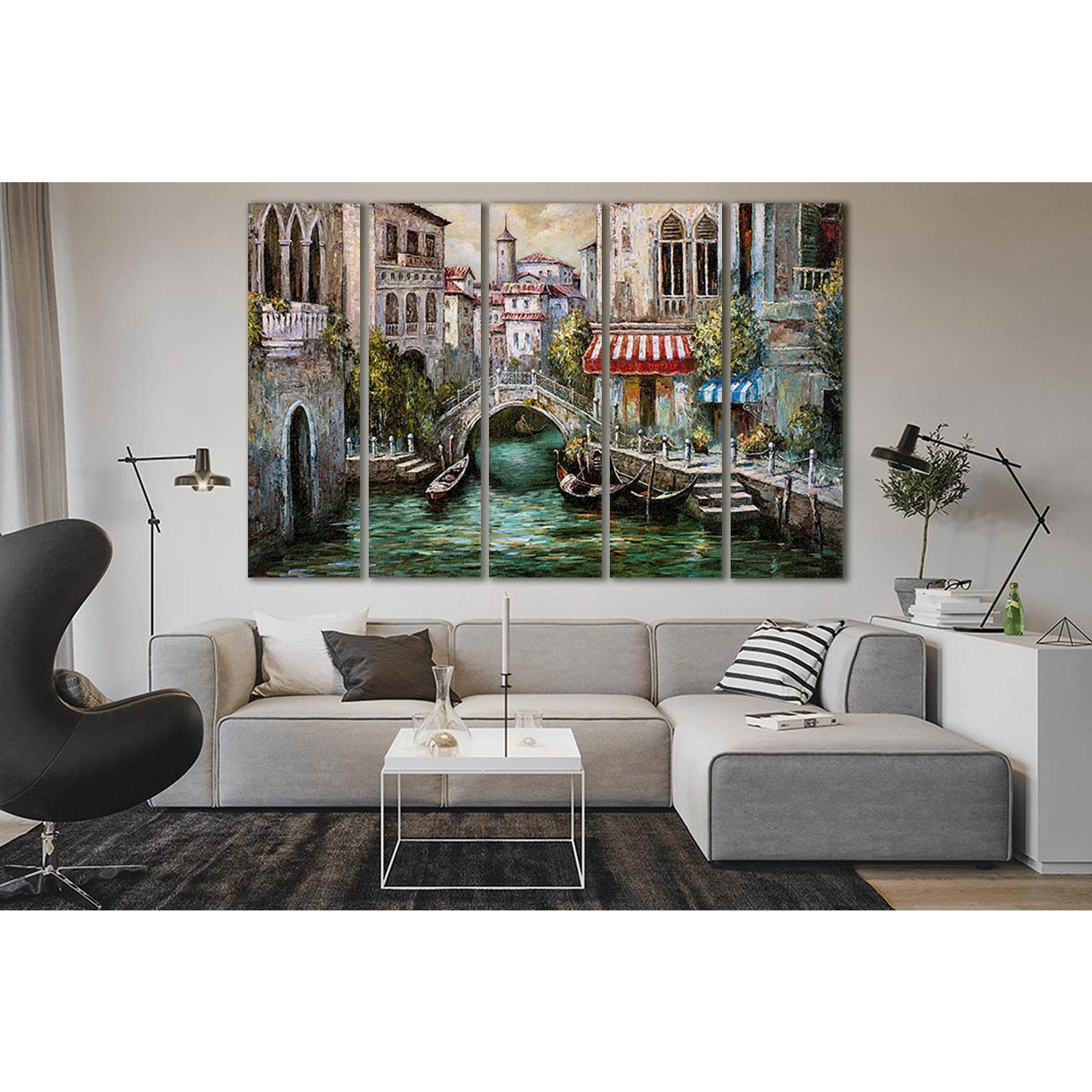 Water Canal In Venice №SL614 Ready to Hang Canvas Print - Zellart Canvas Prints 0new, ALL_Products, Oil Painting Wall Art